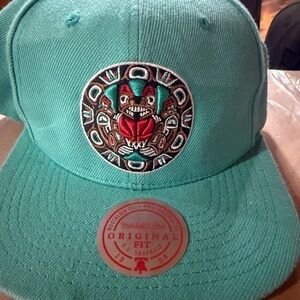 Mitchell & Ness Aztec-Style Teal and Black Snapback Hat